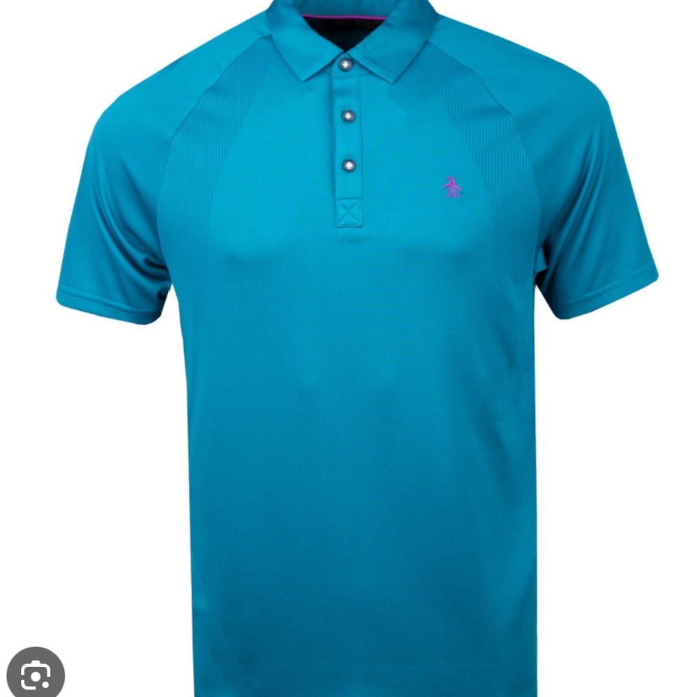 ⛳ Original Penguin Action Gusset Polo • Crystal Teal • Men’s XL